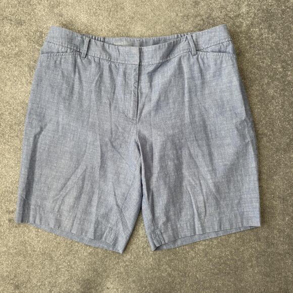 Talbots Shorts Womens 16W Blue Chambray Perfect Short Cotton Chino Summer Casual - Picture 1 of 7